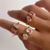 Wholesale 18K Real Gold Plated 304 Stainless Steel PVD Coated Zircon Square Plating Inlay Open Ring