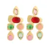 Wholesale 1 Pair Retro Flower Steel Needle Inlay Artificial Pearls Zircon Women's Earrings