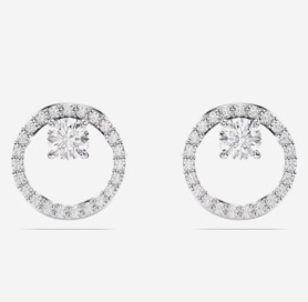 Circle white diamond inner diamond earrings