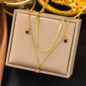 【QYH298】Black and White Five-Pointed Star / Gold