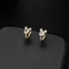 Wholesale Round Drop Earrings For Women With Copper Studs Featuring 14K Real Gold Plated Electroplated Finish And Rhinestone Inlay