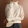 Wholesale pullover loose temperament commuter sweater solid color high collar diamond fashion sweater women