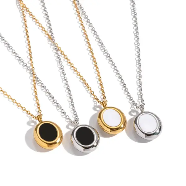 Wholesale Minimalist Oval Oil Drop Pendant Necklace Stainless Steel Vacuum Electroplating Multifunctional Daily Jewelry For Women Simple Design