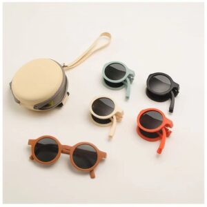 Wholesale 2024 New Children's Folding Sunglasses Boys and Girls Round Shade Frosted Casual Easiest for Match Sunglasses