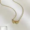 Wholesale Real Gold Plated 316L Stainless Steel PVD Coated Heart Shape Waterproof Non Tarnish Surgical Steel Simple Style Cable Chain Pendant Necklace For Women's
