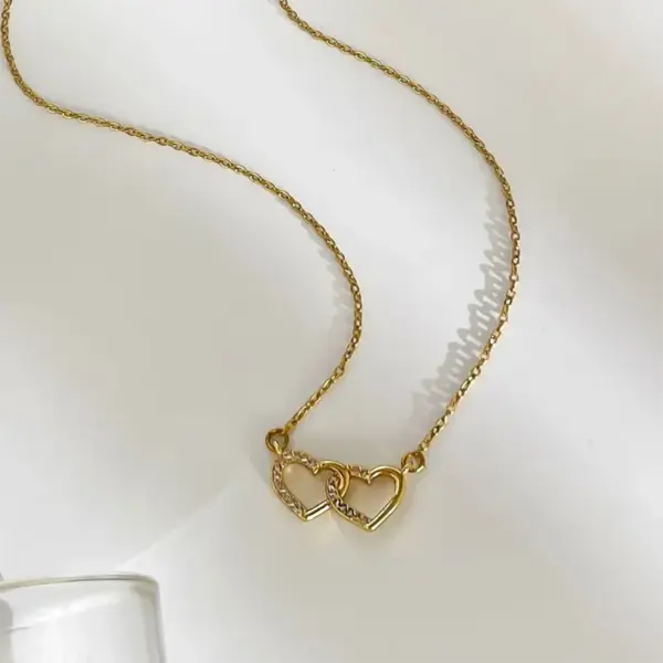 Wholesale Real Gold Plated 316L Stainless Steel PVD Coated Heart Shape Waterproof Non Tarnish Surgical Steel Simple Style Cable Chain Pendant Necklace For Women's