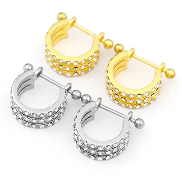 Wholesale Sexy Double Row Micro Paved Zirconium Stainless Steel Nipple Rings Ear Studs Bone Studs Body Piercing Jewelry Style
