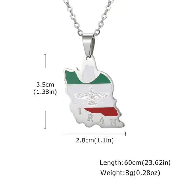 oly-925abe18a45e5b27636fa6a022515d19 Wholesale Independence Day Map Pendant Necklace For Unisex Featuring 304 Stainless Steel With 18K Real Gold Plated 0.03µm Thickness Cable Chain