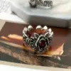 Wholesale Waterproof Non Tarnish Flowers Ring In Copper With Electroplated Gold Plating And Rhinestone Inlay