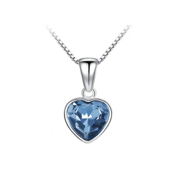 Wholesale 925 Sterling Silver Heart Necklace For Women With Austrian Crystal Pendant Cross Jesus 3D Printed Fashion Collarbone Chain Jewelry