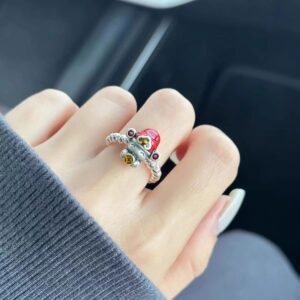 oly-9270fecb86d188cc4923a0d0276d5046 Wholesale Sterling silver and gold coin-shaped lucky charm ring, hand-woven modern Chinese style, a perfect gift for your best friend on Qixi Festival (Chinese Valentine's Day).