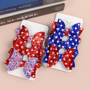 Wholesale Cartoon American Independence Day Hair Clip Star Bow Hair Accessories Festival Hair Clip Girl Hair Accessories