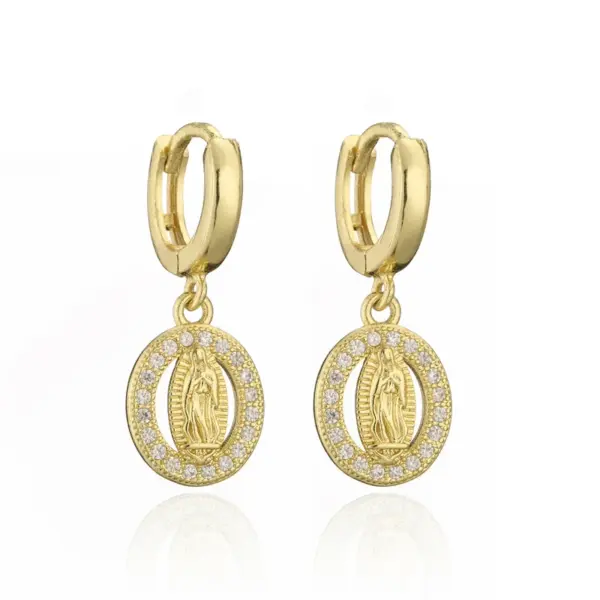 oly-9274a53cc7e3e70d8591941a27ac220d Wholesale Fashion Classic Virgin Mary Shape Copper Micro-inlaid Earrings