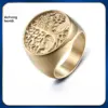 oly-9297797fad108675a26a6de848bc5860 Wholesale Gold Titanium Steel Ring Men's Tree Of Life Ring Design Geometric Accessories