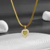Wholesale Titanium Steel 18K Gold Plated Elegant Hollow Out Tree Heart Shape Acrylic Pendant Necklace