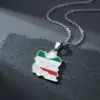 oly-92a44b855321b0ffe46839e5d8e916e6 Wholesale Independence Day Map Pendant Necklace For Unisex Featuring 304 Stainless Steel With 18K Real Gold Plated 0.03µm Thickness Cable Chain