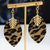 Wholesale leopard leaf earrings fashion simple cold temperament unique high creative sense earrings 4369