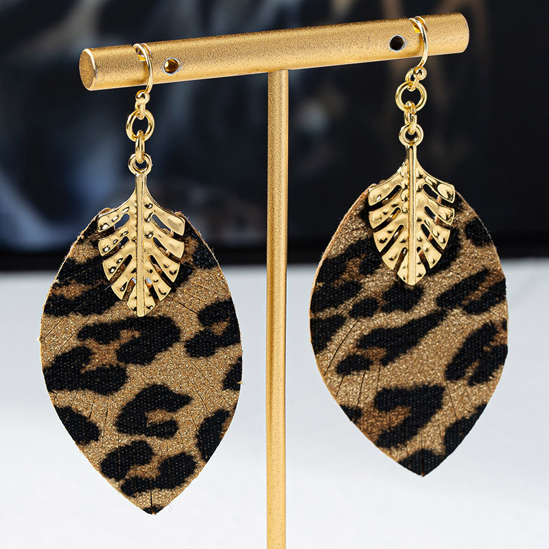 Wholesale Europe and the United States cross-border leopard leaf earrings fashion simple cold temperament unique high creative sense earrings 4369
