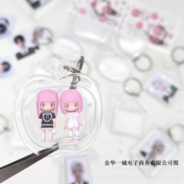 Wholesale Transparent Acrylic Photo Frame ins Keychain Pendant Photo diy Gift Pendant Hanging Chain Support Beaded Keychain