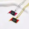 Wholesale Hot Selling 201 Stainless Steel Oil Drop American Black Geometric Pendant Water Plated 18K Real Gold Necklace Unisex Couple Versatile Sweater Chain Accessory