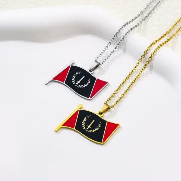 Wholesale Hot Selling 201 Stainless Steel Oil Drop American Black Geometric Pendant Water Plated 18K Real Gold Necklace Unisex Couple Versatile Sweater Chain Accessory