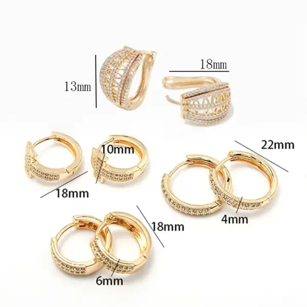 Wholesale Geometric Hoop Earrings For Women Featuring Electroplated Copper With Zircon Inlay And Copper Ear Pins