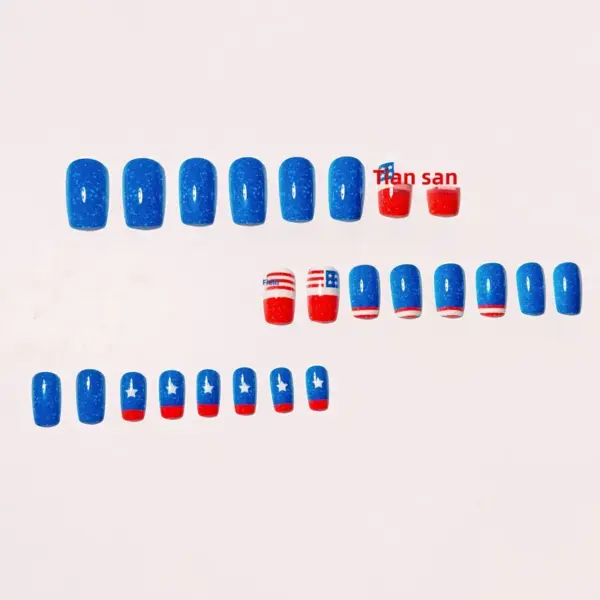 oly-92c0f8ca236e26fff156d1da68e6522f Wholesale Removable Rectangular Nail Stickers American Independence Day Stars And Stripes Design Easy To Wear Plastic Nail Art Decoration