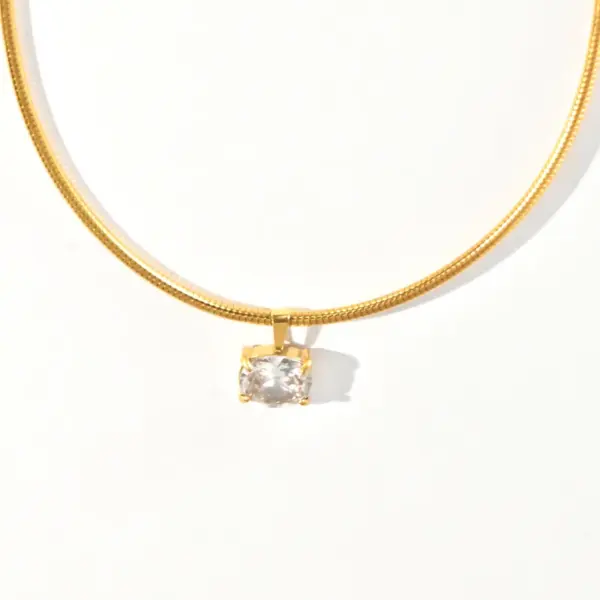 Wholesale Fashion Niche Luxury Diamond-Studded Spring Chain 304 Stainless Steel 18K Gold Plated Necklace