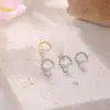 Wholesale 1 Piece Nose Rings & Studs Simple Style Classic Round Square Pure Titanium Alloy Zircon Vacuum Plating 14K Gold Plated White