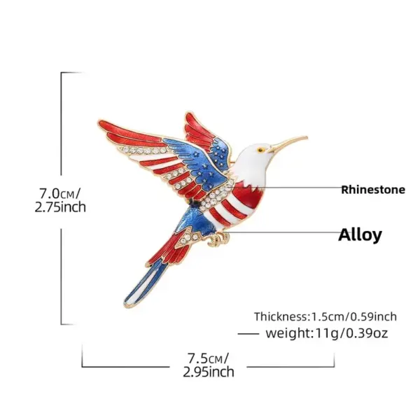 Wholesale Hummingbird Pin In Zinc Alloy With Rhinestones Featuring Diamond Craft, Perfect For Independence Day