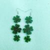 Wholesale  Carnival personalized all-match Green acrylic glitter lucky grass earrings