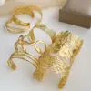 Wholesale PVD Coated 18K Gold Plated Flower Chrysanthemum 304 Stainless Steel Oversized Waterproof Non Tarnish 304 Stainless Steel Bangle