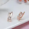 Wholesale New Geometric Hollow Out Women's Rose Gold Zircon Earrings Fashionable Ear Jewelry Chic Style Copper Material Electroplated