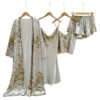 oly-9327d74dcced0864225c68eae0c04322 Wholesale Spring and Summer Home Clothes Four-piece Printed Style Pajamas Women's Nightgown Sling Long Sleeve Long Sexy Nightgown suit
