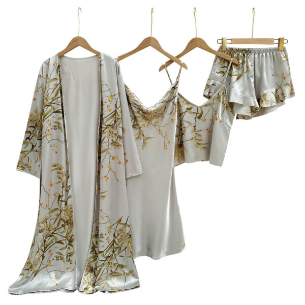 oly-9327d74dcced0864225c68eae0c04322 Wholesale Spring and Summer Home Clothes Four-piece Printed Style Pajamas Women's Nightgown Sling Long Sleeve Long Sexy Nightgown suit