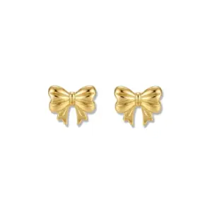 Wholesale Asymmetrical Bow Tie Stud Earrings For Women In 304 Stainless Steel With 18K Real Gold PVD Coated Plating And 0.03µm Thickness