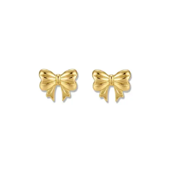 Wholesale Asymmetrical Bow Tie Stud Earrings For Women In 304 Stainless Steel With 18K Real Gold PVD Coated Plating And 0.03µm Thickness