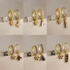 oly-93393cddaf14a0bfaec9c8f2306ebd23 Wholesale Fashionable Simple Diamond Embedded Four Leaf Triangle Earrings Style Three Piece Set Women's Jewelry