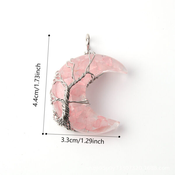 oly-9340b11d8f67f34c3b46e1022419e5ed Wholesale Natural Stone Crystal Moon Winding Line Life Tree Gravel Pendant with Resin Stainless Steel Chain Teeth Necklace Jewelry
