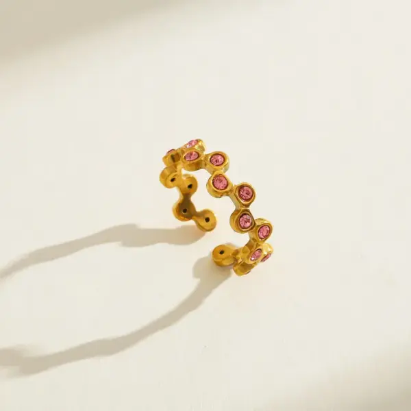 Wholesale PVD Coated Real Gold Plated C Shape 304 Stainless Steel IG Style Waterproof Non Tarnish Open Rings
