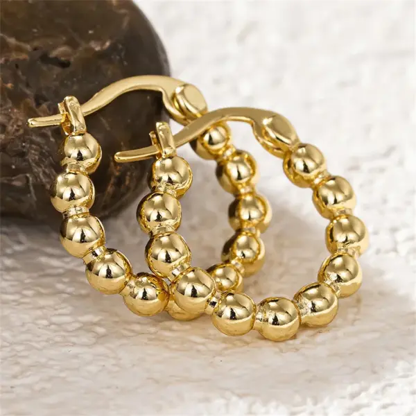 Wholesale Three-dimensional Geometric Earrings For Women In Copper With KC Golden Plated Water Plating And 0.03µm Thickness