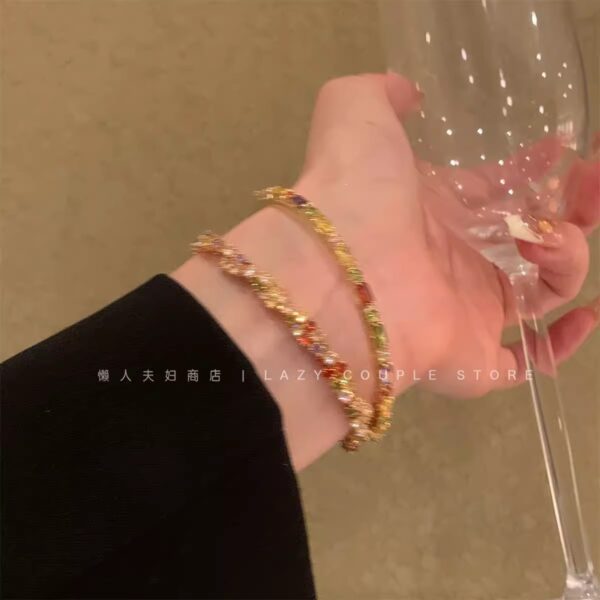 oly-9360ba7ce13f948749eb0483d3ff0928 Wholesale Stacked wear deep poke my heart! Colorful Dopamine Zircon Bracelet Women's Design Sense Twist Delicate Bracelet Bracelet