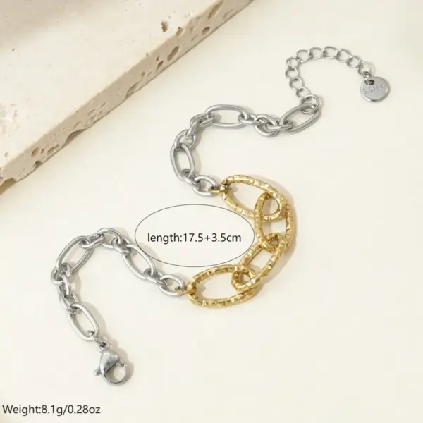 Wholesale PVD Coated Real Gold Plated 14K Gold Geometric 304 Stainless Steel Hip-Hop Simple Style Commute Waterproof Non Tarnish 304 Stainless Steel Bracelets