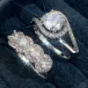 Wholesale Lady Geometric Copper Inlay Zircon Rings
