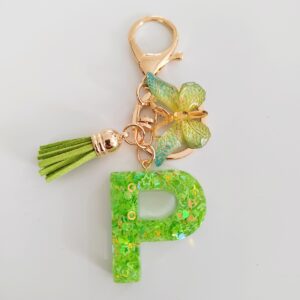 Green letter key chain pendant-P