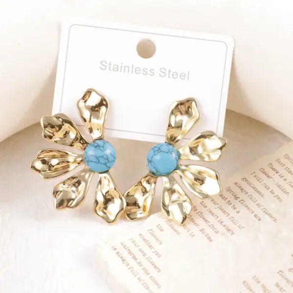 Wholesale Unisex Flowers Stud Earrings With Freshwater Pearl, Waterproof Non Tarnish 304 Stainless Steel, 18K Real Gold PVD Coated