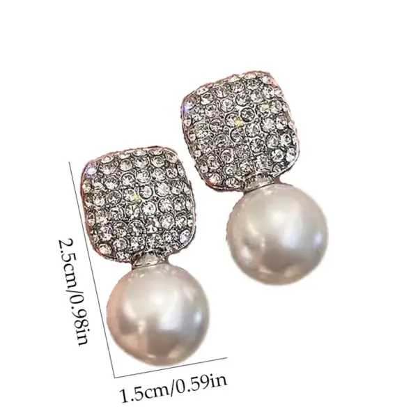 Wholesale 1 Pair Elegant Geometric Plating Inlay Alloy Artificial Pearls Rhinestones Ear Studs
