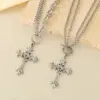 Wholesale Gothic Style Vintage Double Layered Stainless Steel Cross Bone Necklace Lobster Clasp Pendant Necklace For Women All Seasons