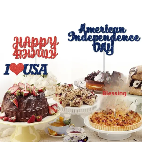 Wholesale American Independence Day Theme Cake Decoration Party Decoration Baking Accessories Exquisite Food Celebration Props Paper Materials