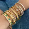 Wholesale 304 Stainless Steel Geometric PVD Coated 18K Real Gold Plated Real Gold Plated Elegant Waterproof Non Tarnish Plating Bangle